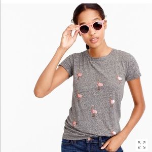 J. Crew Beaded Ostrich / Flamingo Tee